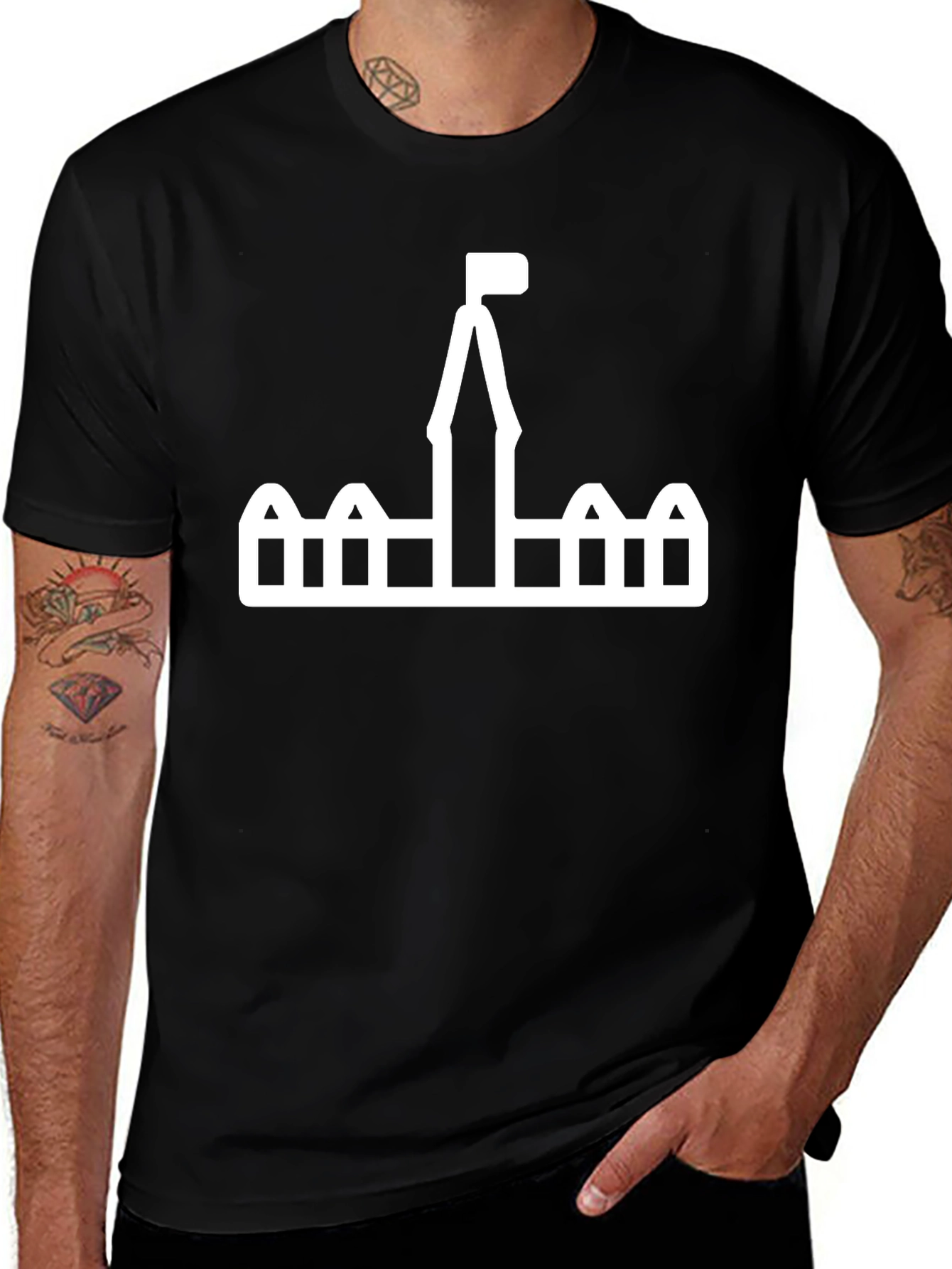 Variant 21 of Castle Graphic Tee - Black Cotton T-Shirt