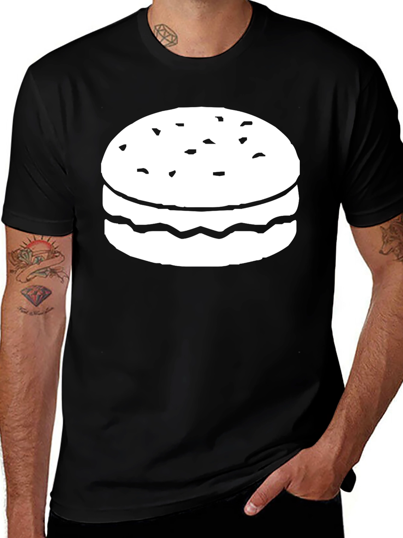 Variant 18 of Burger Graphic Tee - Casual Black T-Shirt