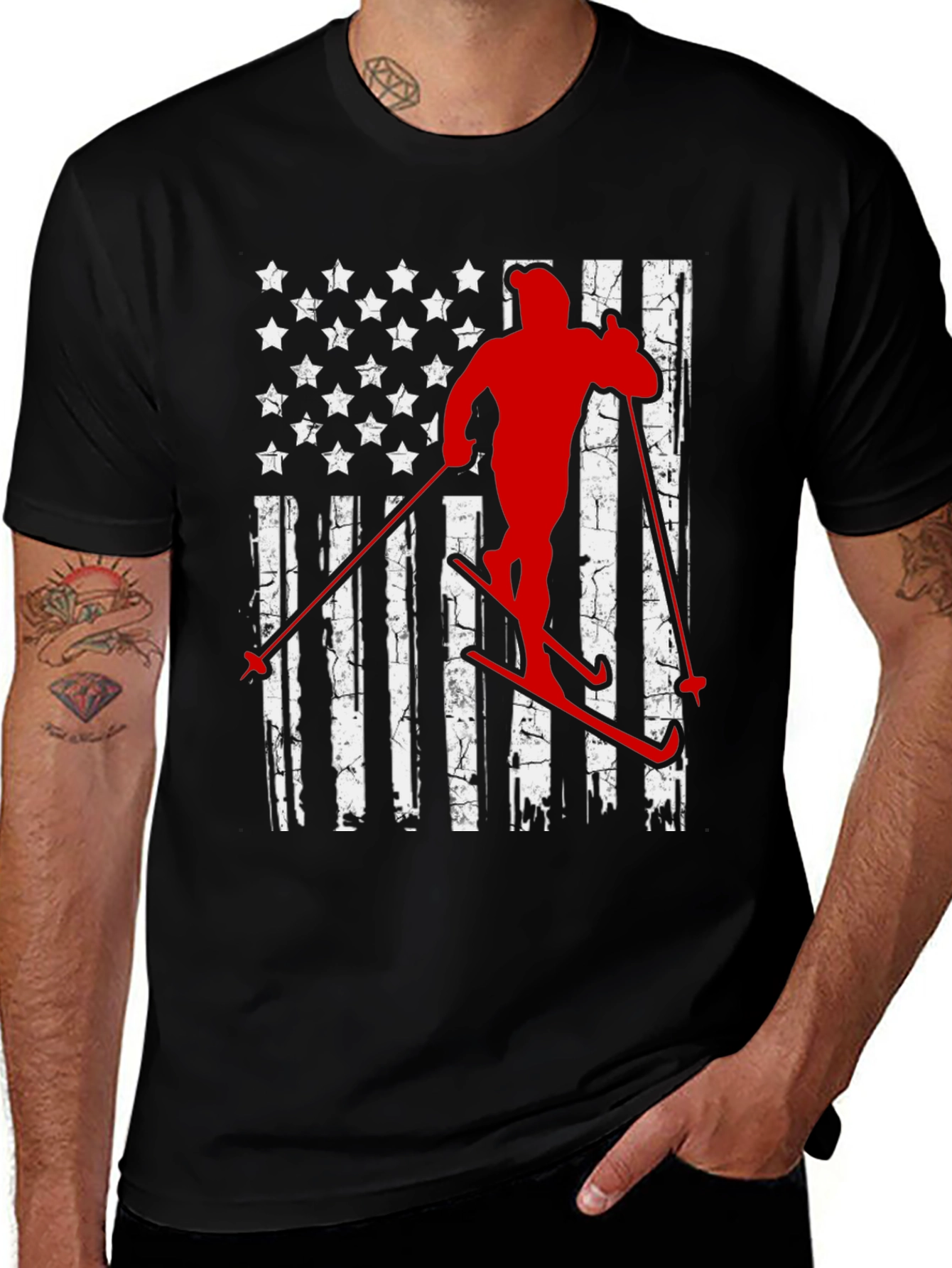 Variant 27 of Ski American Flag T-Shirt