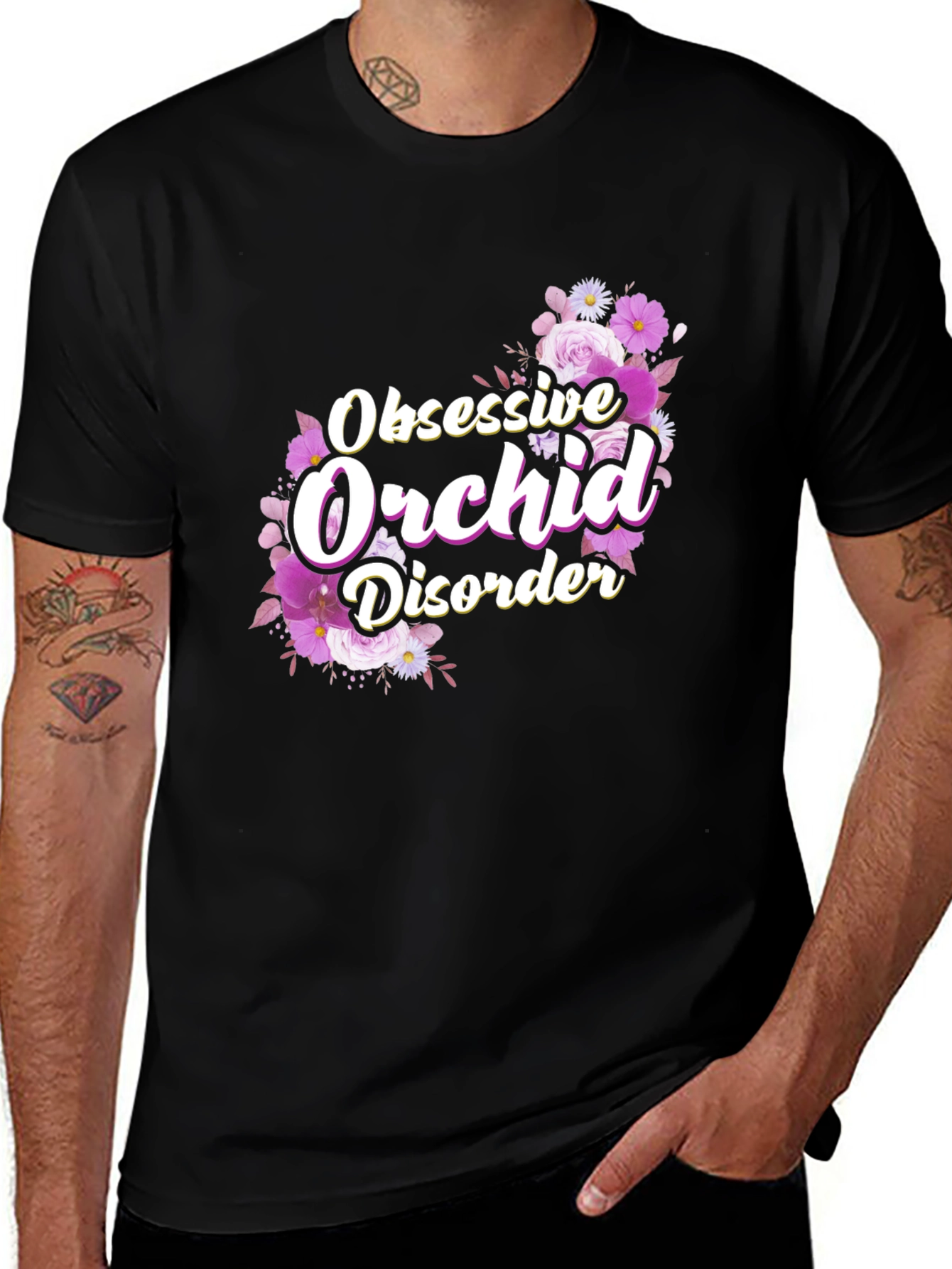 Variant 30 of Obsessive Orchid Disorder Floral Graphic Tee