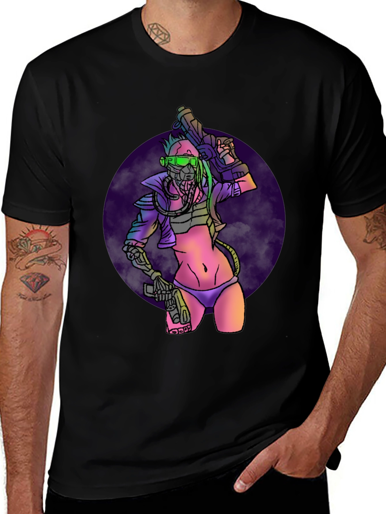 Variant 13 of Cyberpunk Warrior Graphic Tee - Bold & Edgy Style
