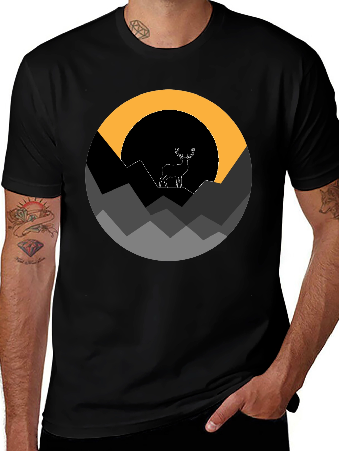 Variant 7 of Deer Silhouette Graphic Tee - Mountain Adventure