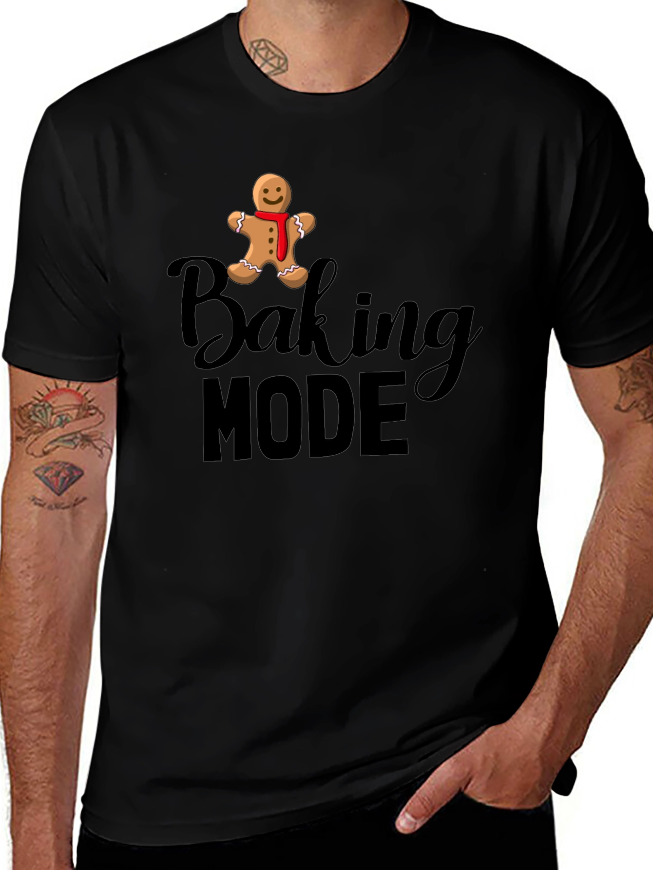 Variant 25 of Baking Mode Gingerbread Man Black T-Shirt