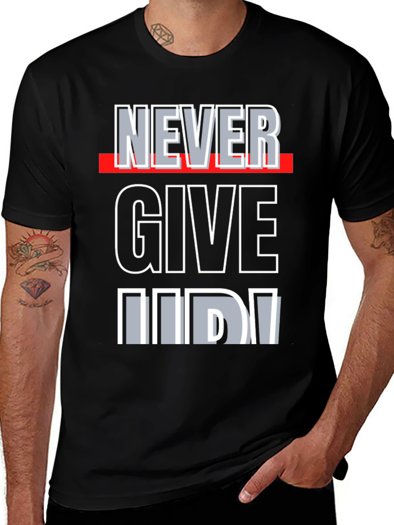 Variant 25 of Never Give Up Graphic Tee - Motivational Shirt