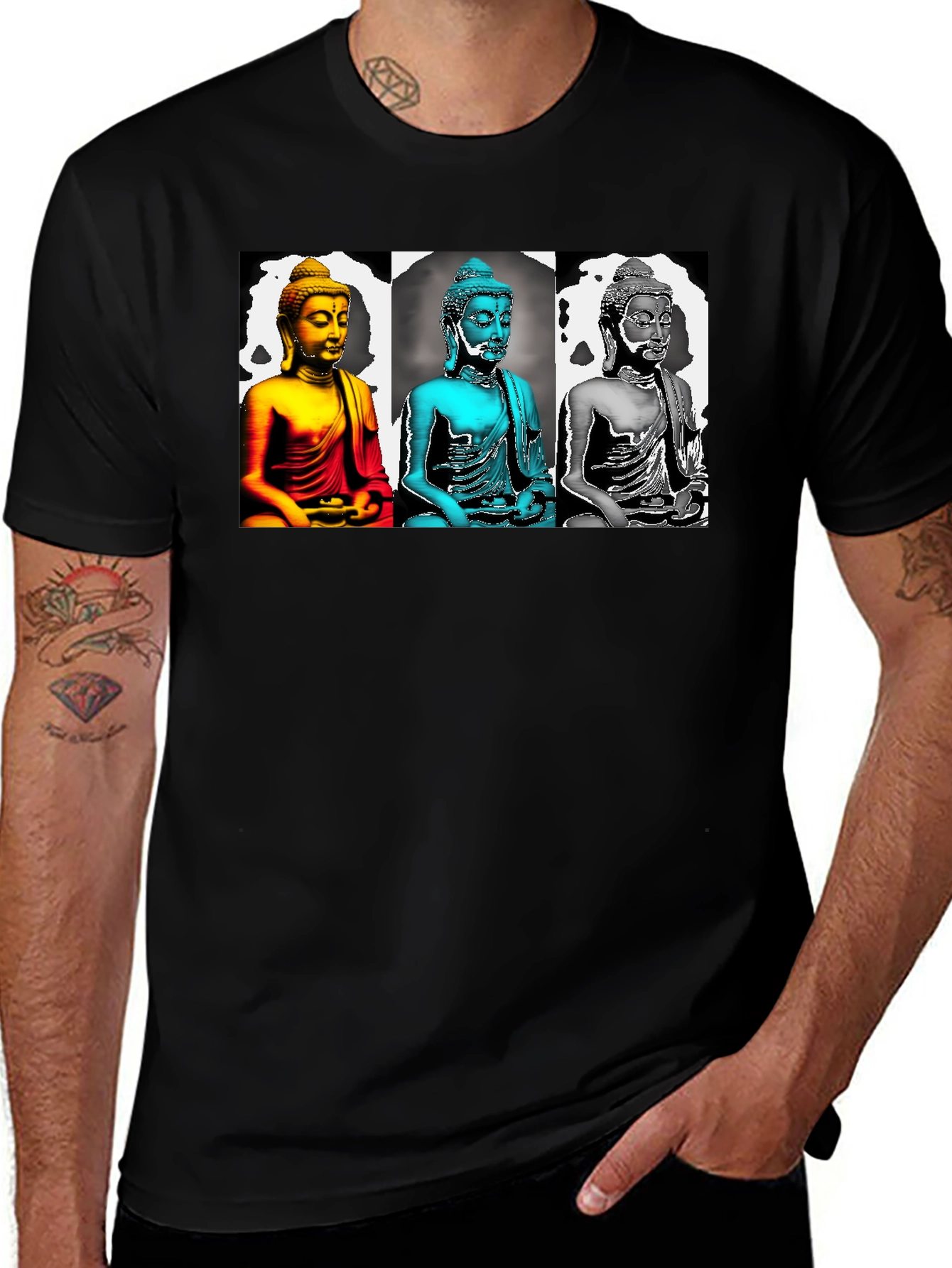 Variant 3 of Buddha Pop Art Graphic Tee - Black