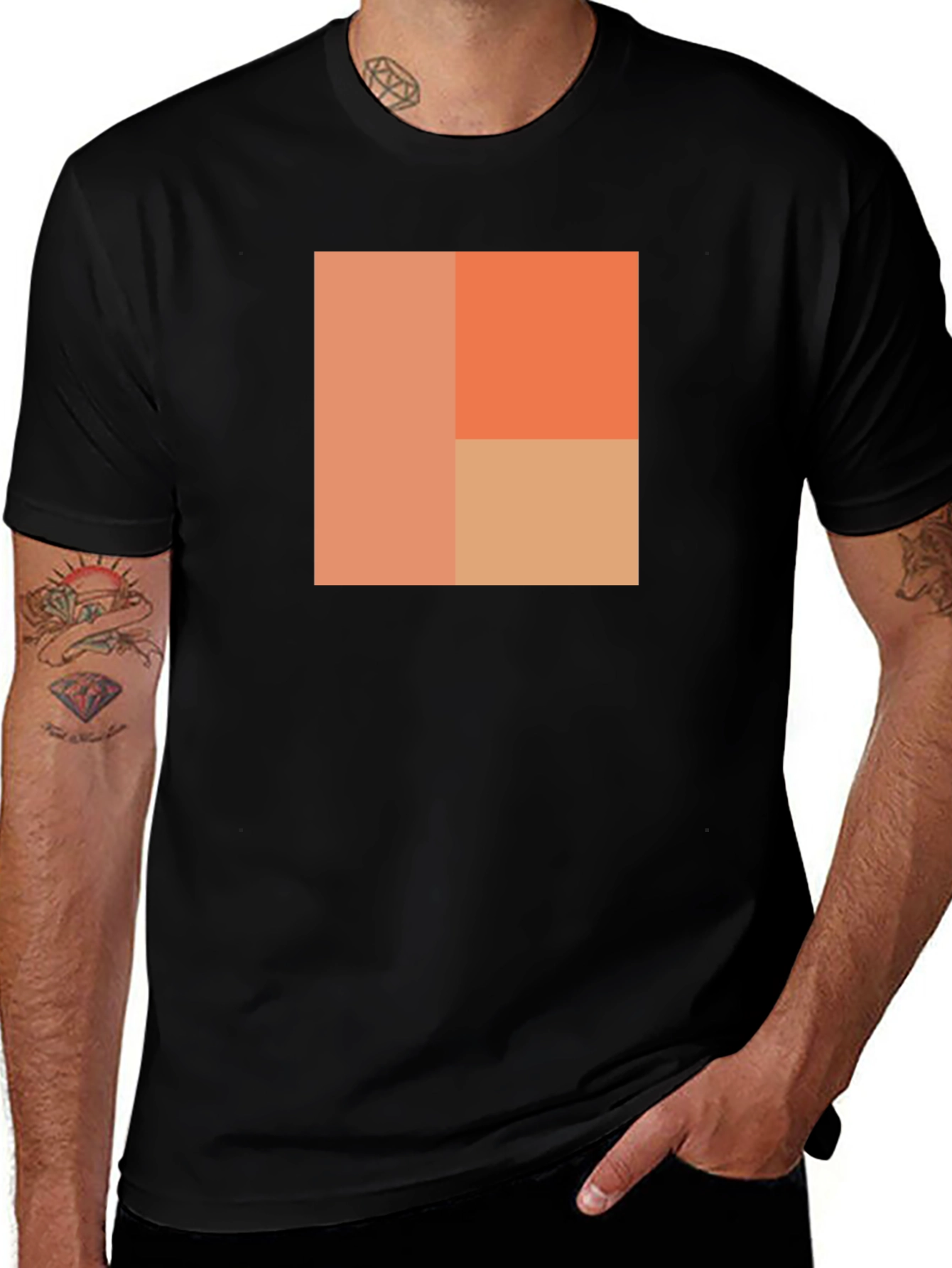 Black Abstract Block Design Black T-Shirt main image