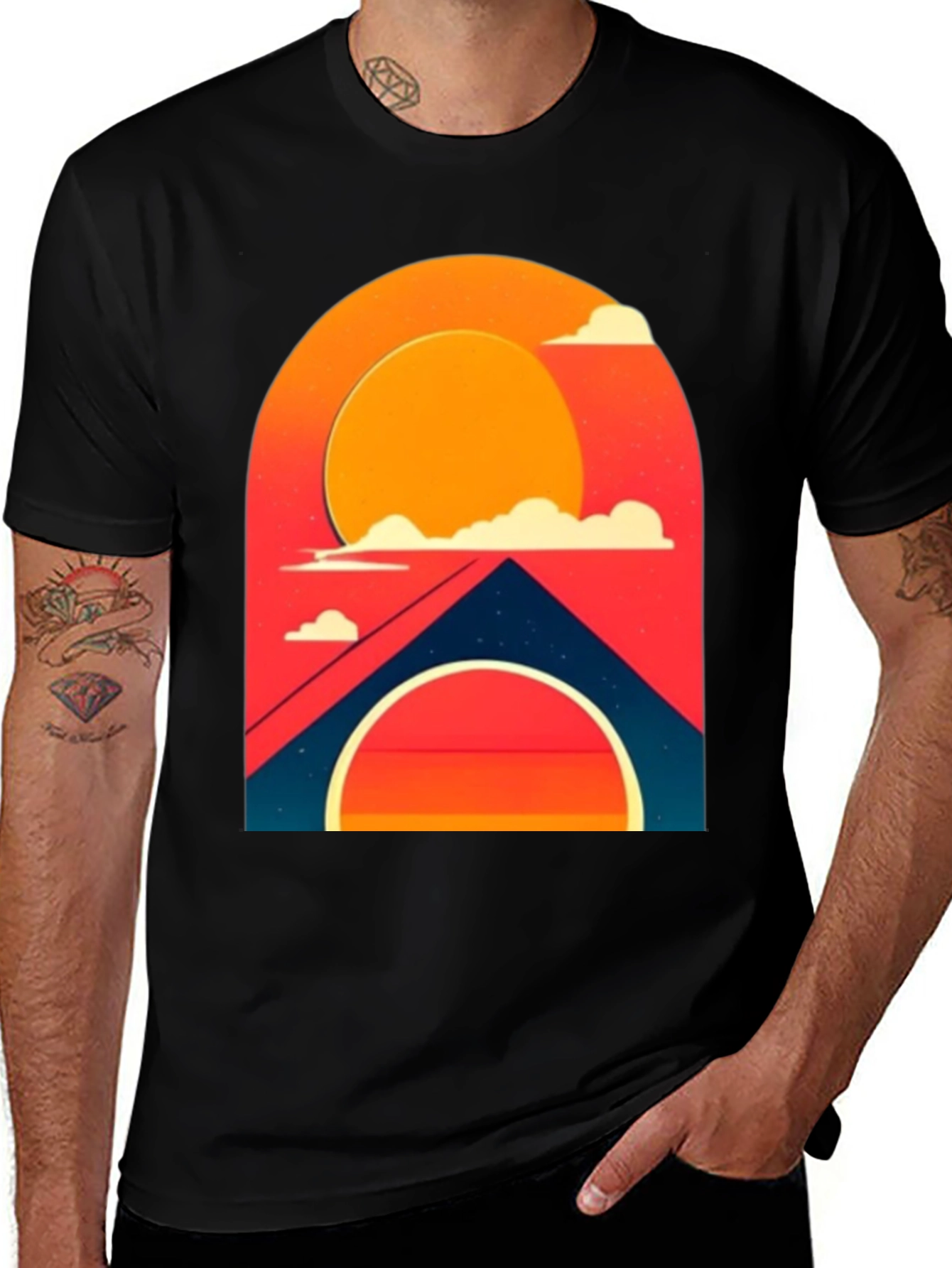 Variant 16 of Sunset Graphic Print Black T-Shirt