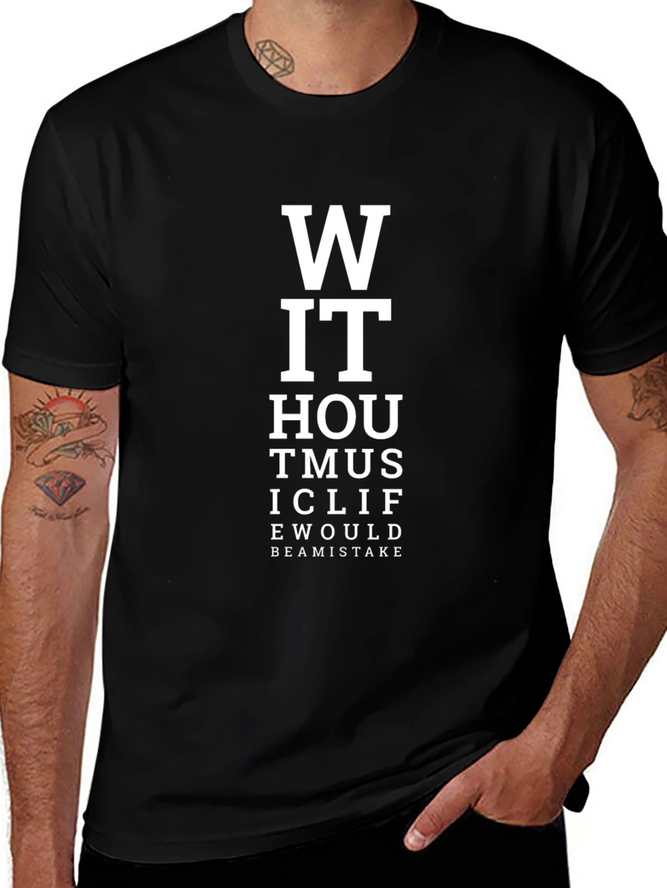 Variant 4 of Funny Eye Chart T-Shirt - WIT Without Music Life