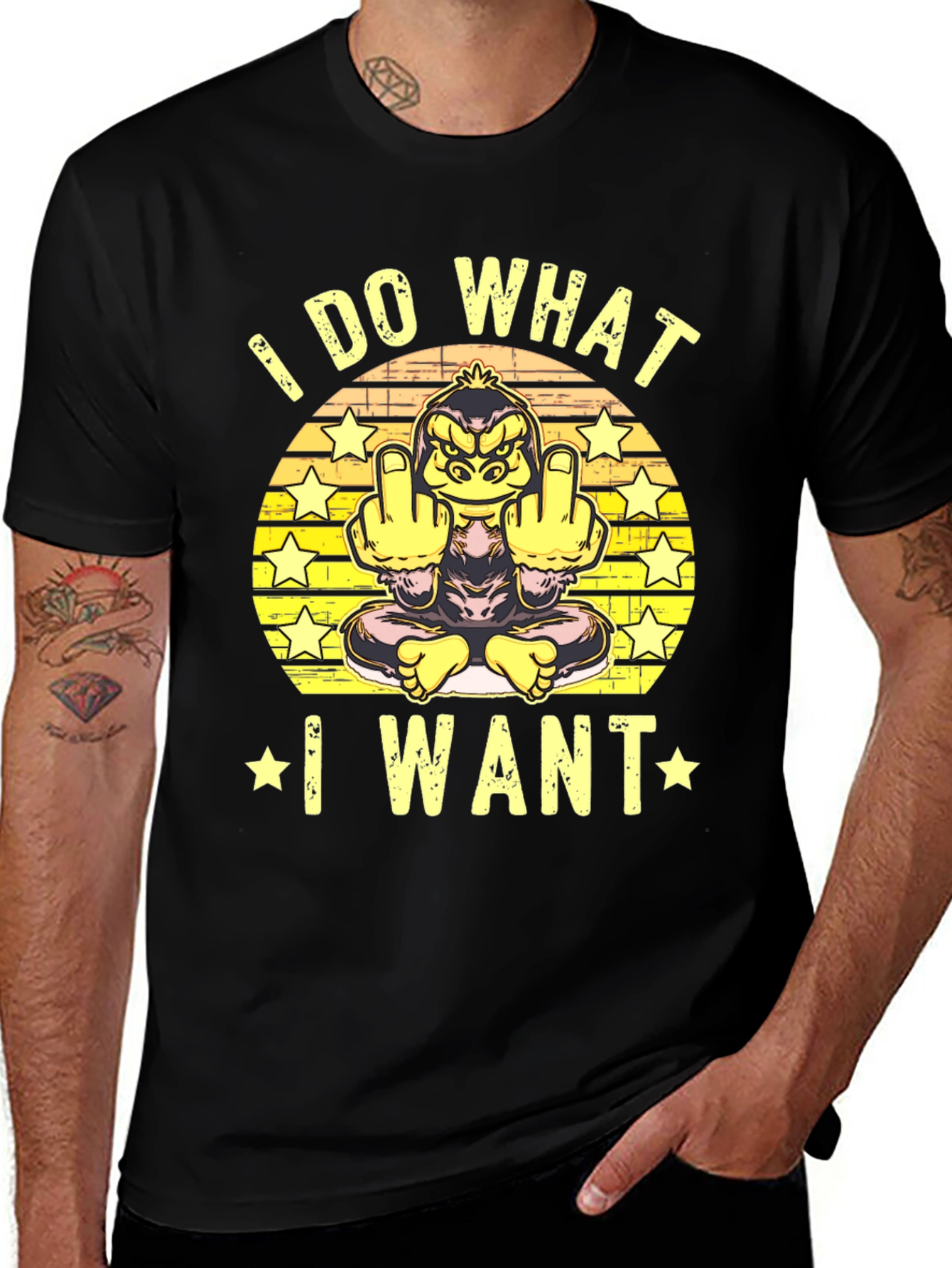Variant 24 of I Do What I Want T-Shirt Monkey Flip You Off