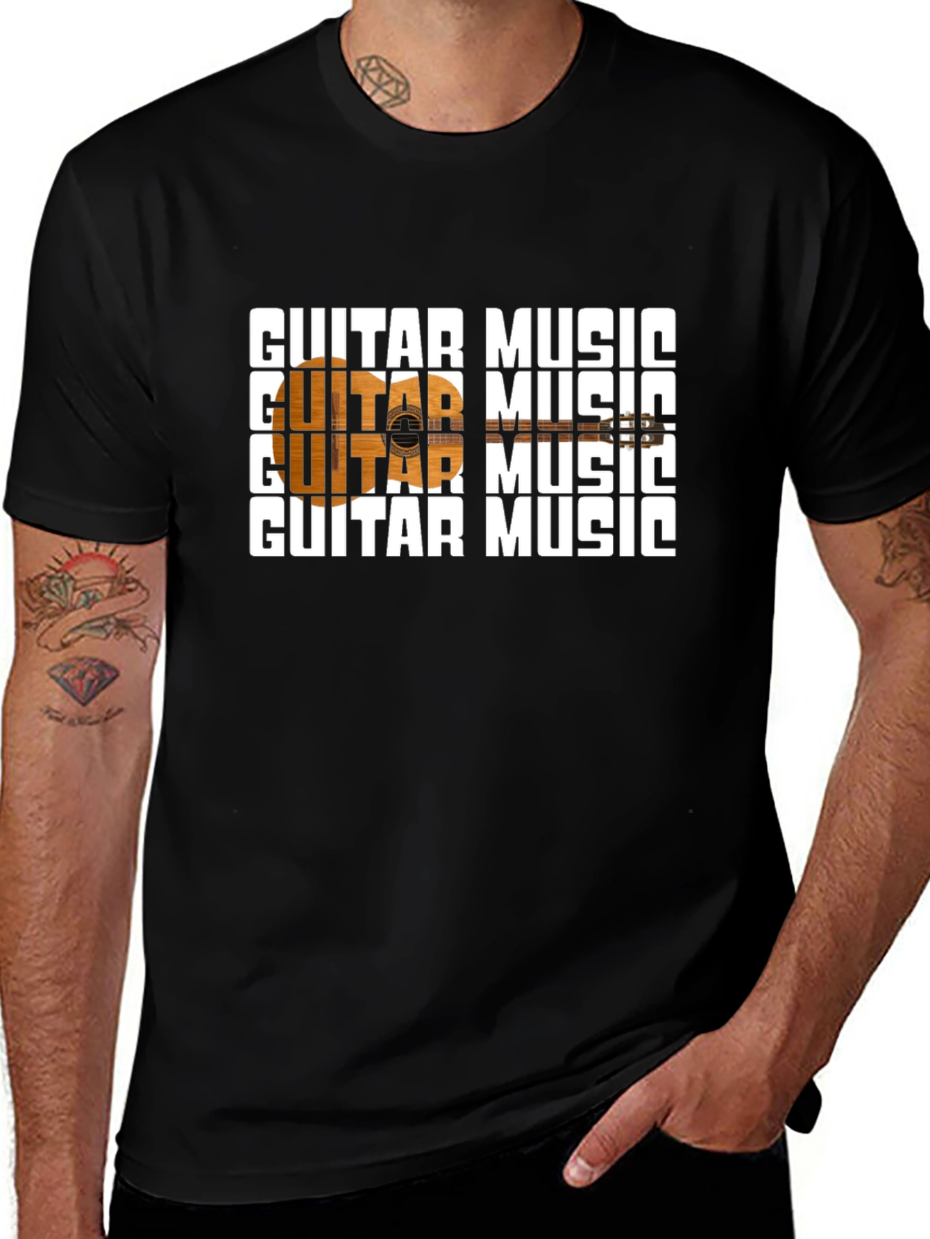 Variant 26 of Guitar Music Graphic Black T-Shirt