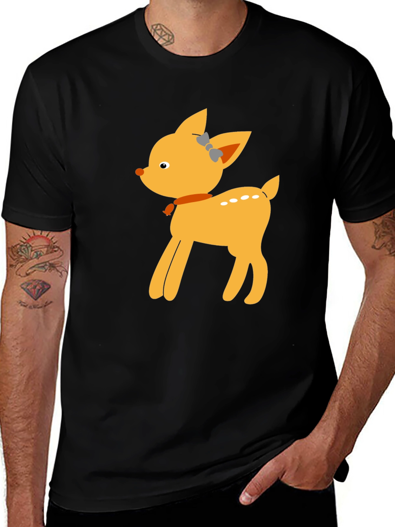Variant 23 of Cute Deer Graphic Tee - Black Unisex T-Shirt