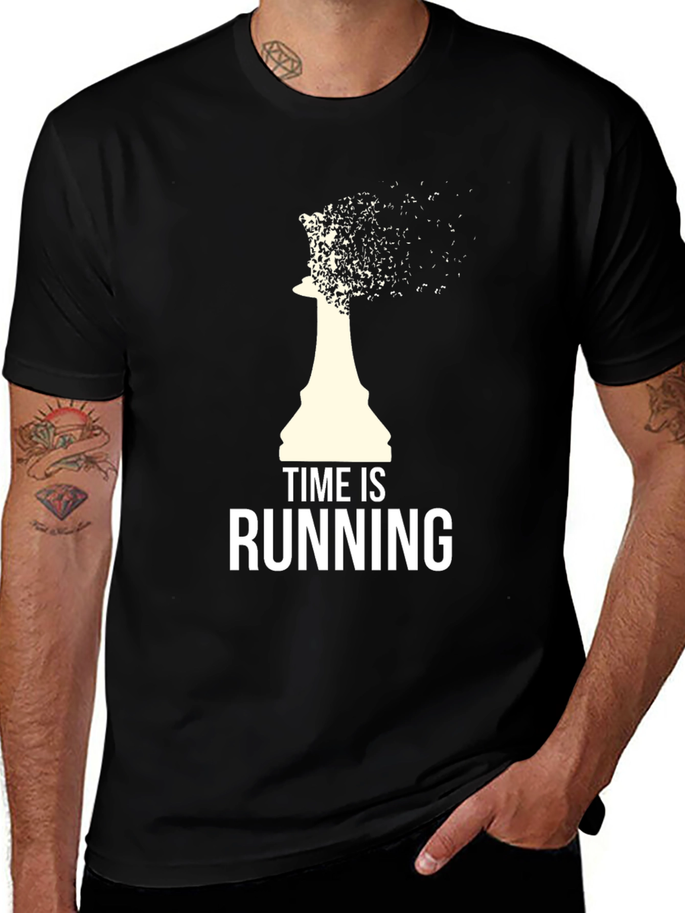 Variant 6 of Time Is Running T-Shirt - Chess Piece Design