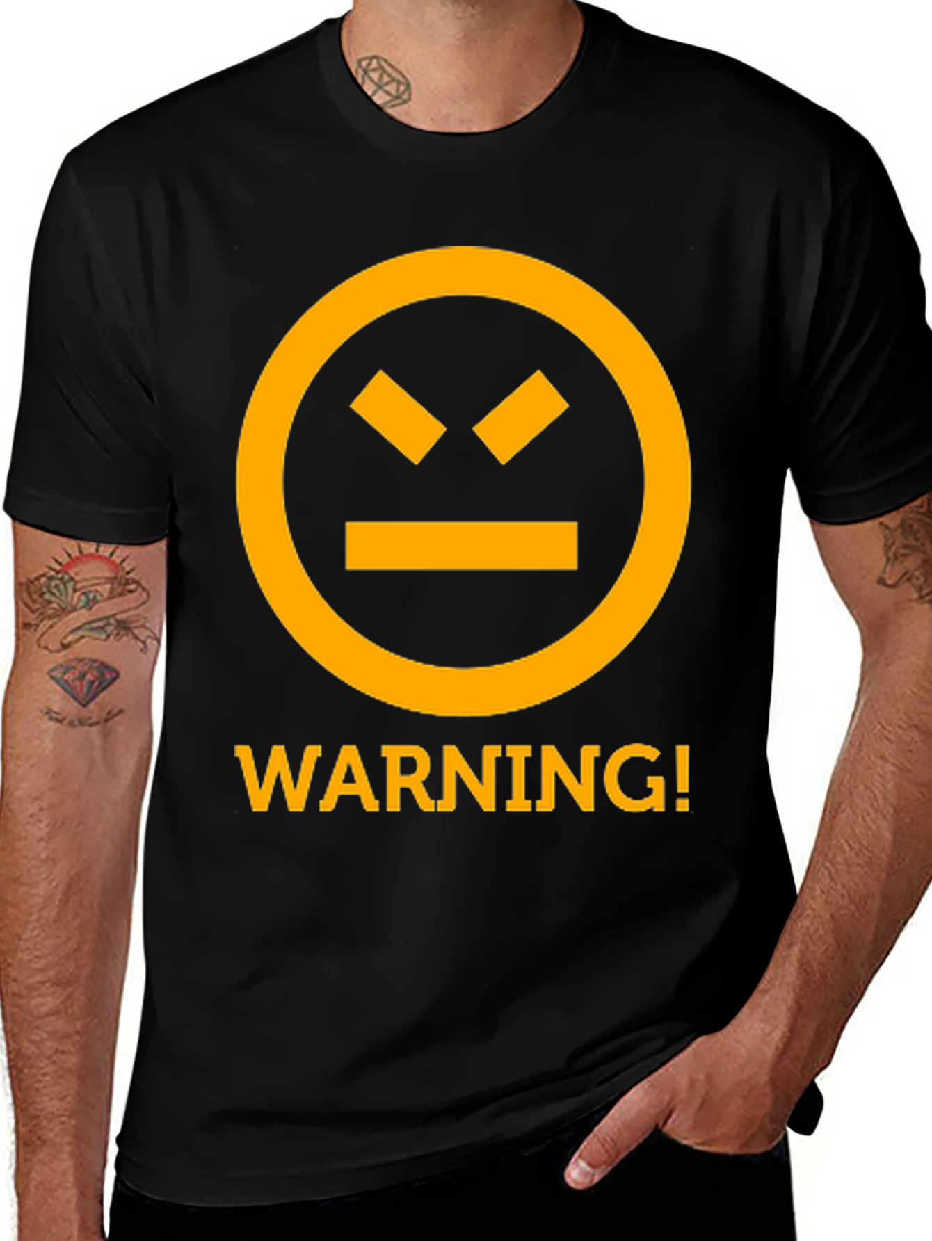 Variant 11 of Warning Graphic Tee - Black Cotton T-Shirt