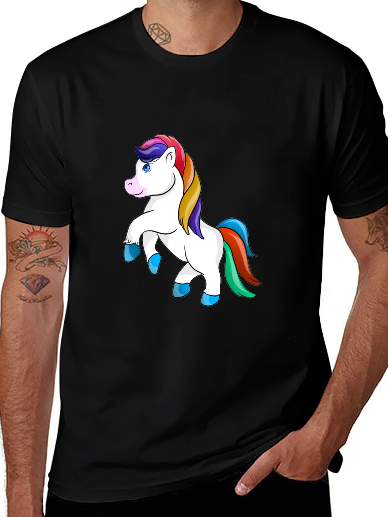 Variant 21 of Unicorn Graphic Tee - Black Cotton Blend