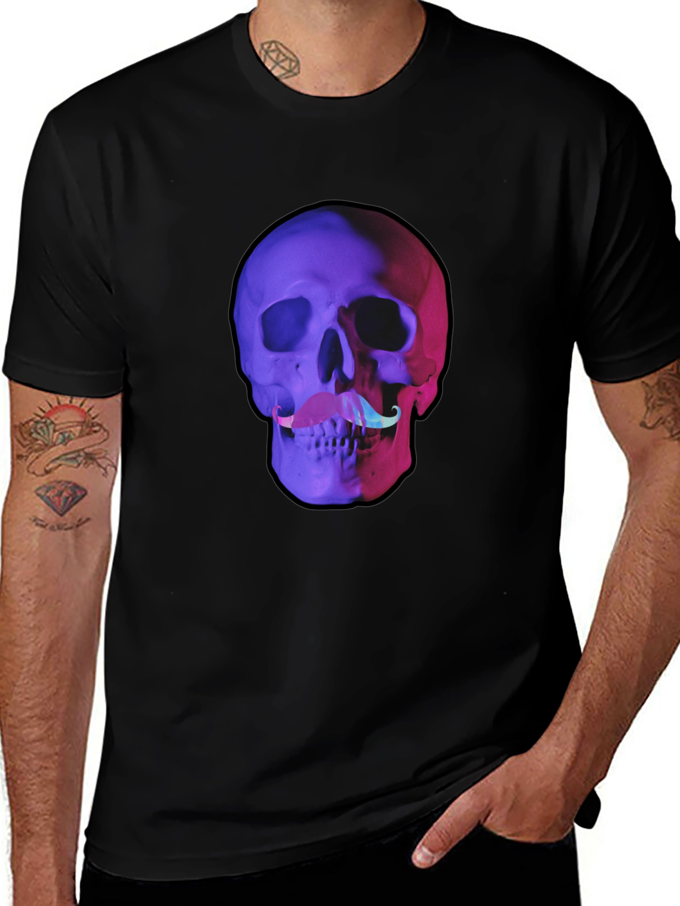 Variant 22 of Skull with Mustache Graphic T-Shirt
