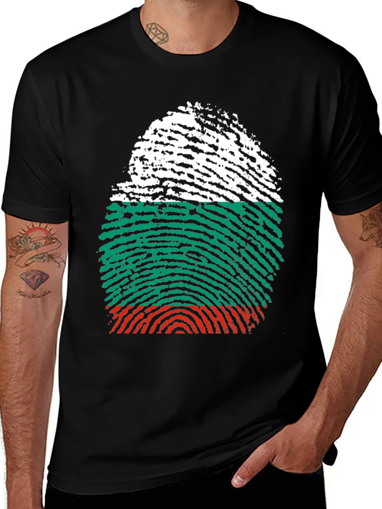 Variant 11 of Bulgaria Flag Fingerprint T-Shirt