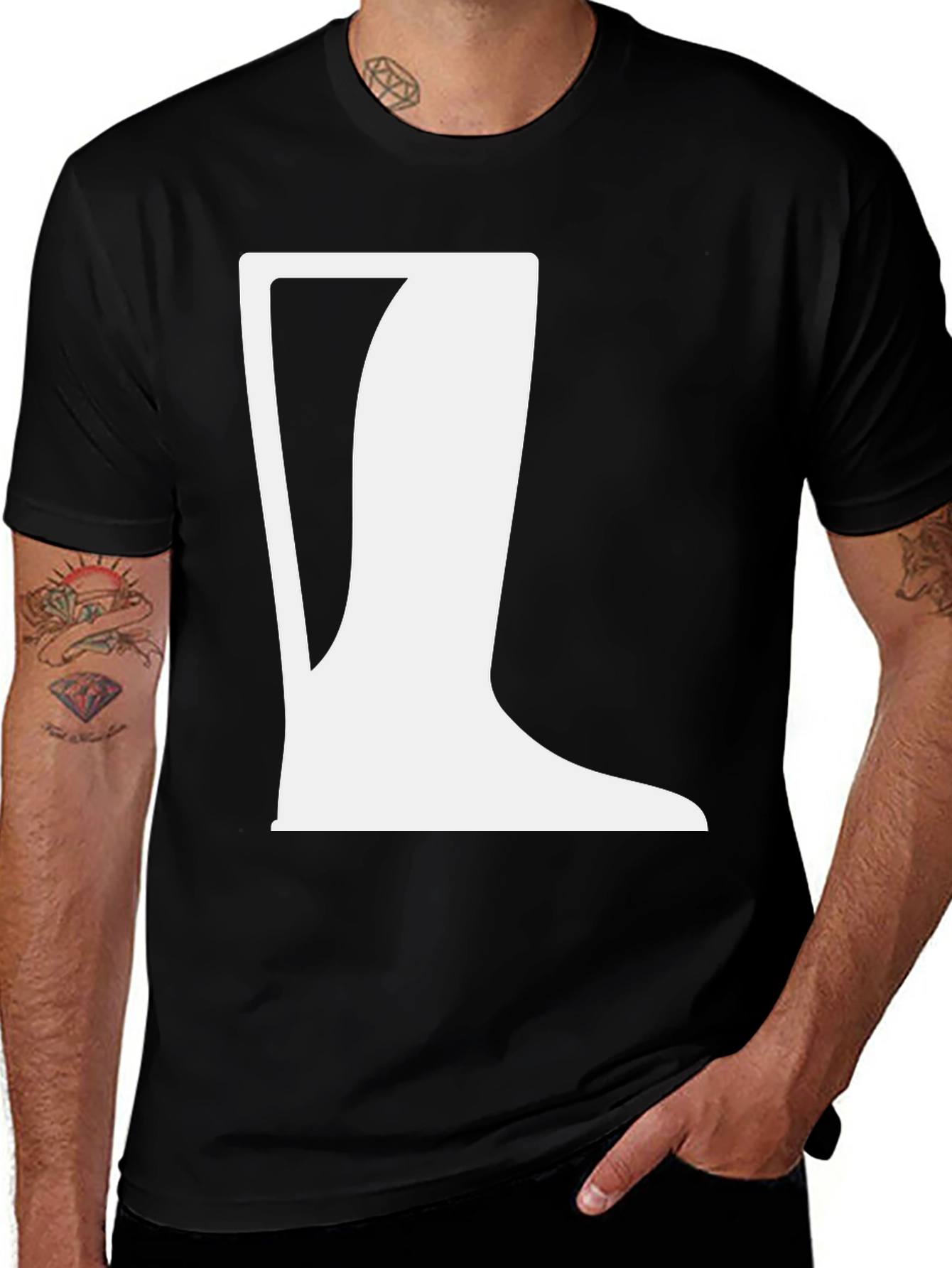 Variant 24 of Abstract Boot Graphic Tee - Casual Black T-Shirt