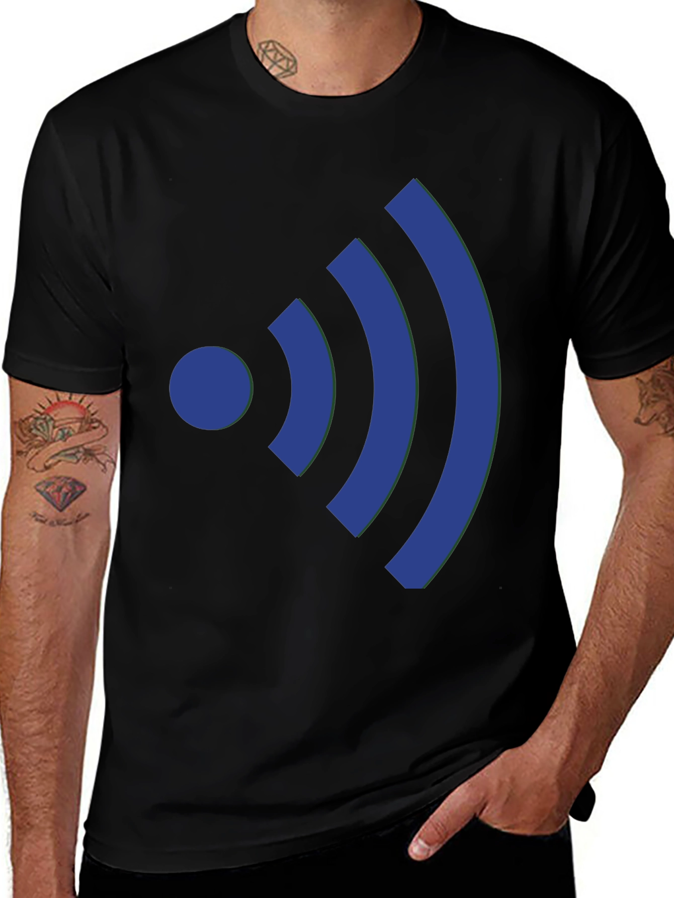 Variant 23 of Stylish Black T-Shirt with Unique WiFi Signal Design