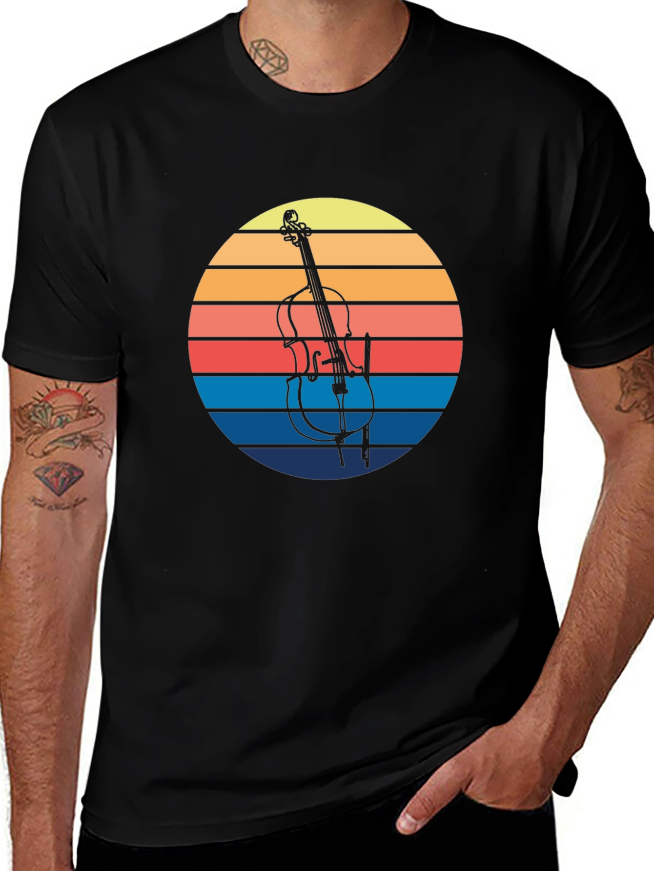 Variant 4 of Retro Cello Sunset Graphic Tee