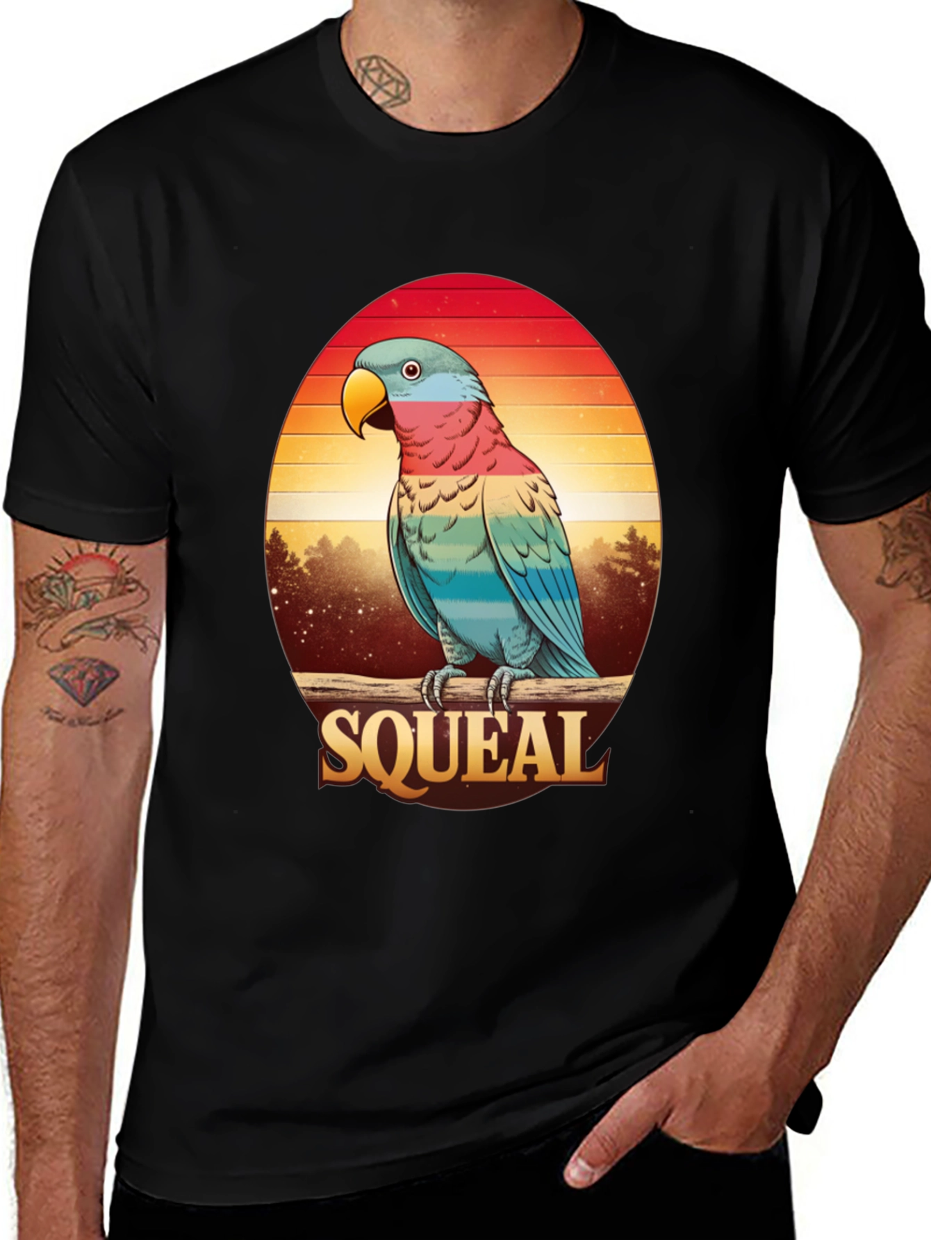 Retro Parrot Graphic Tee - Squeal Design