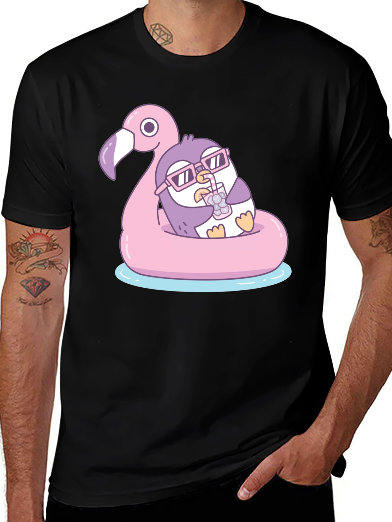 Variant 13 of Penguin on Flamingo Float T-Shirt