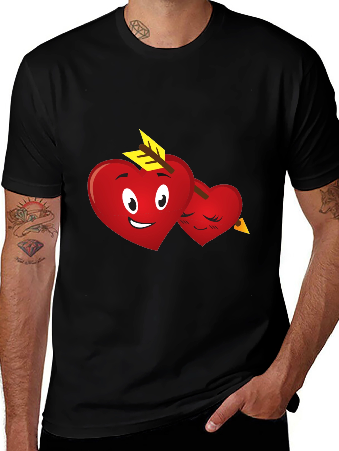 Variant 18 of Heart Emoji Arrow T-Shirt - Black
