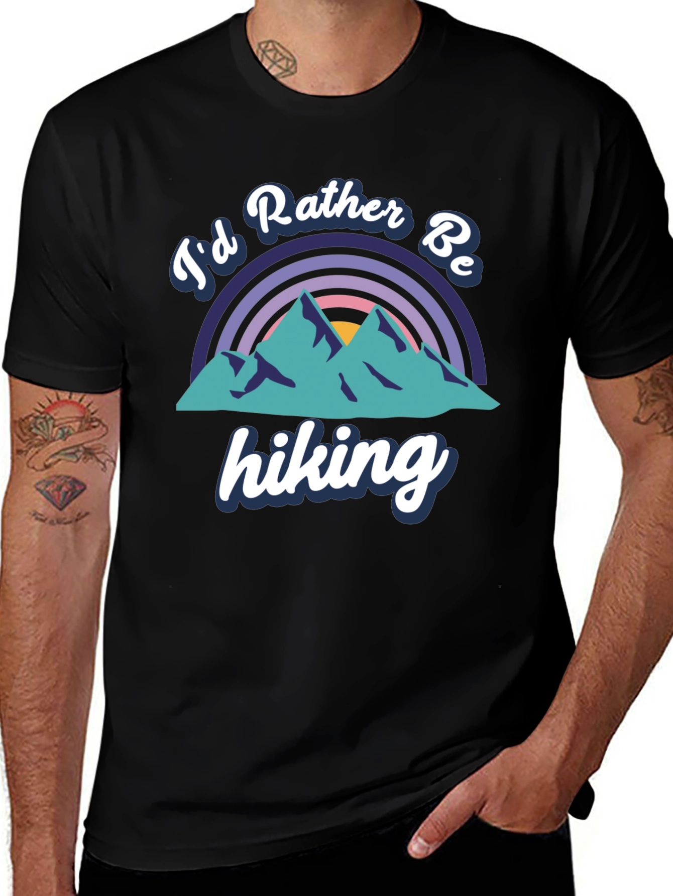 Variant 22 of I'd Rather Be Hiking Black Tee