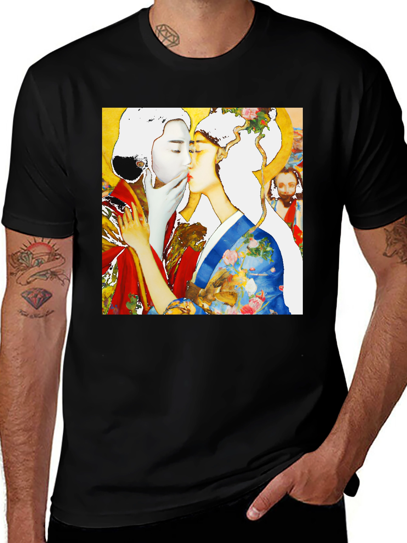 Variant 9 of Geisha Kiss Graphic Tee - Unique Art T-Shirt
