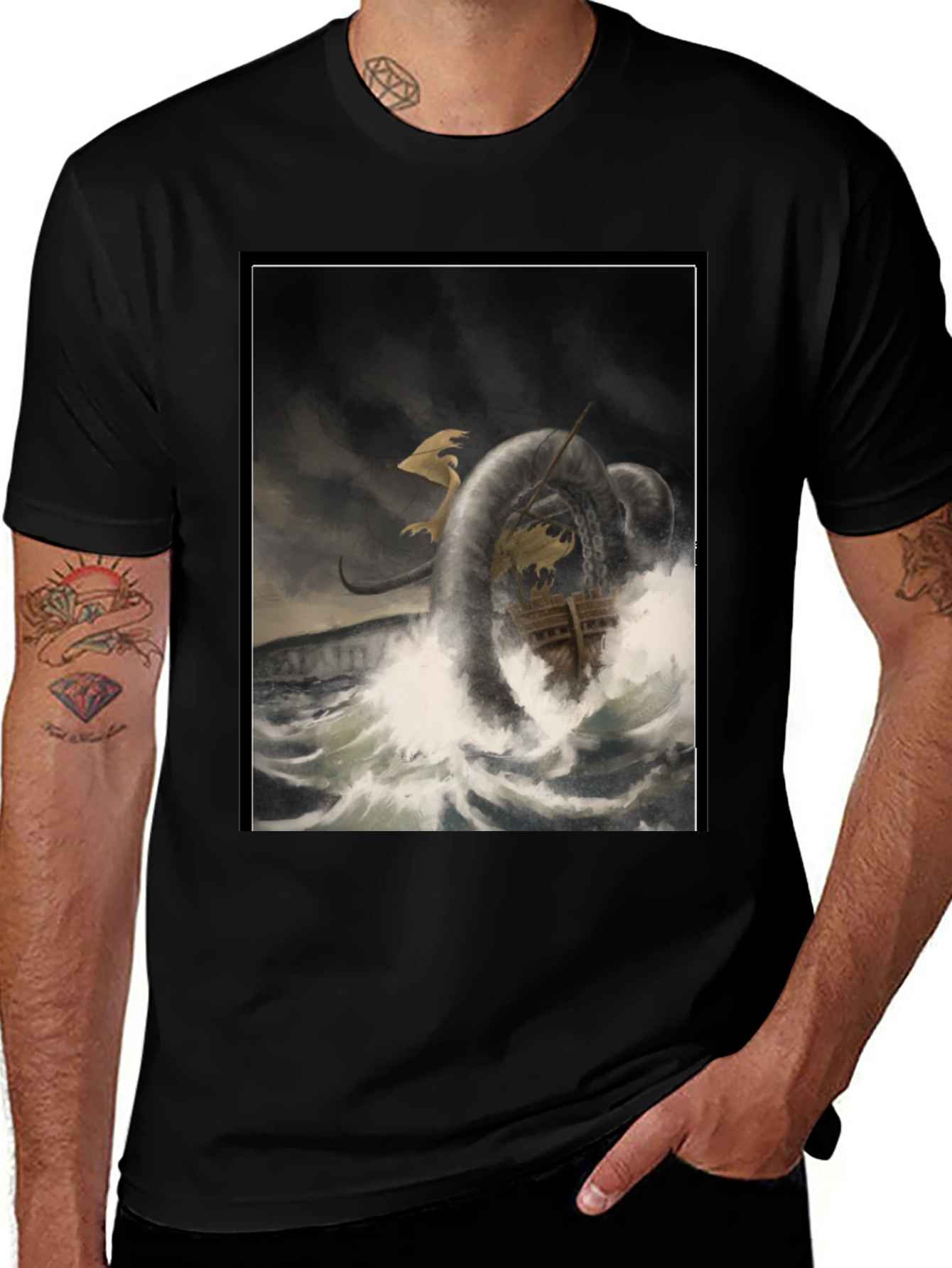 Variant 24 of Kraken Attack Graphic Tee