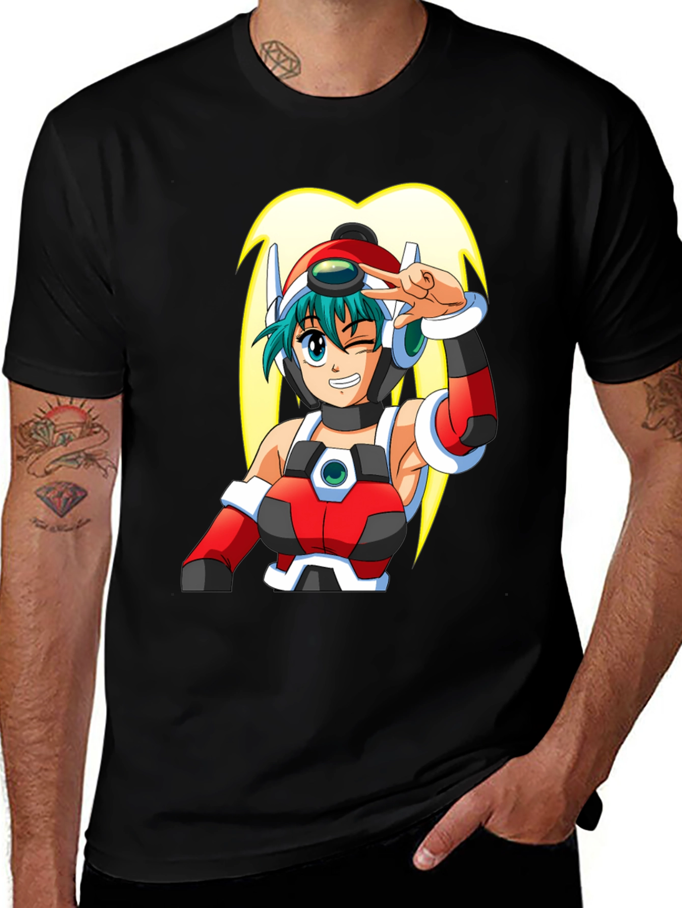 Variant 25 of Anime Girl Graphic T-Shirt - Black Casual Tee