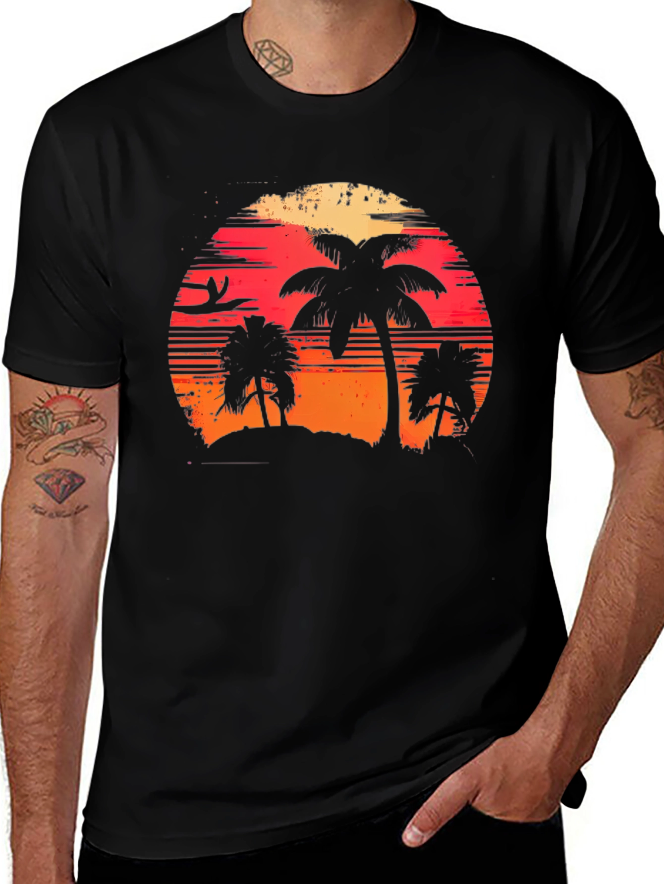 Variant 12 of Tropical Sunset Palm Tree Graphic Tee