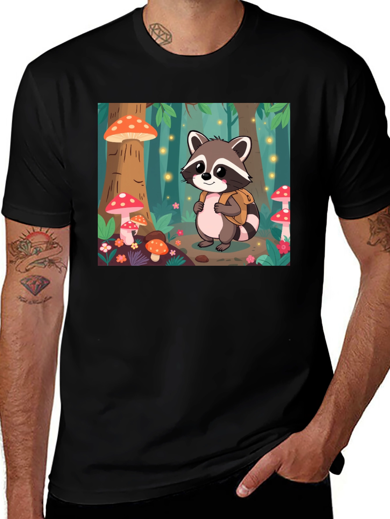 Variant 4 of Cute Raccoon Forest Adventure T-Shirt