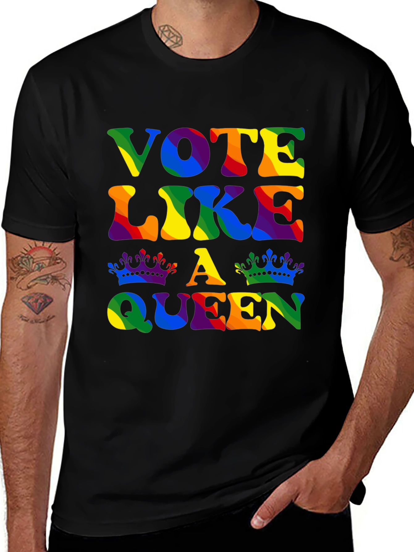 Vote Like A Queen Rainbow Pride T-Shirt