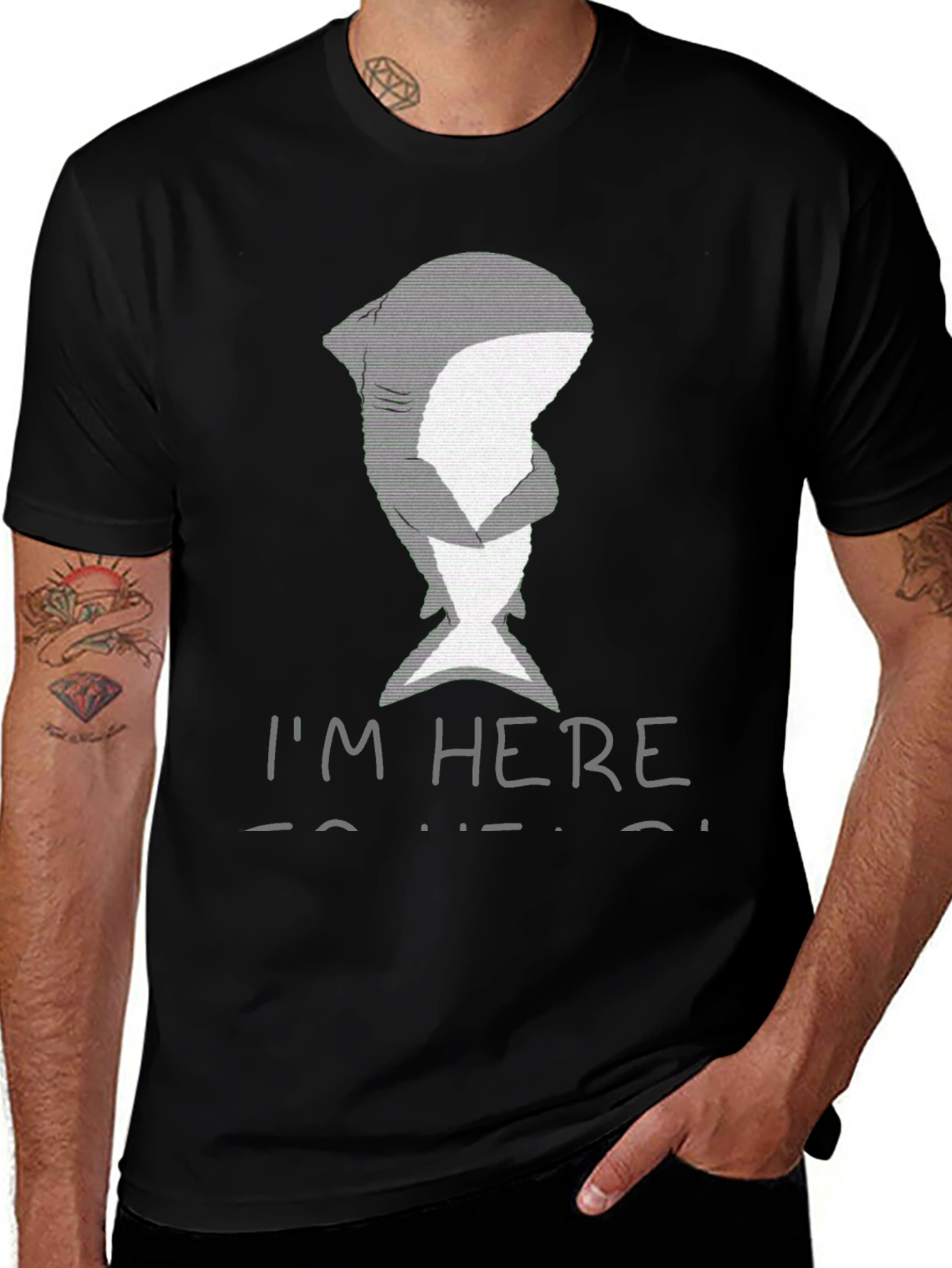 Variant 2 of Shark Hug Graphic T-Shirt - I'm Here To Help