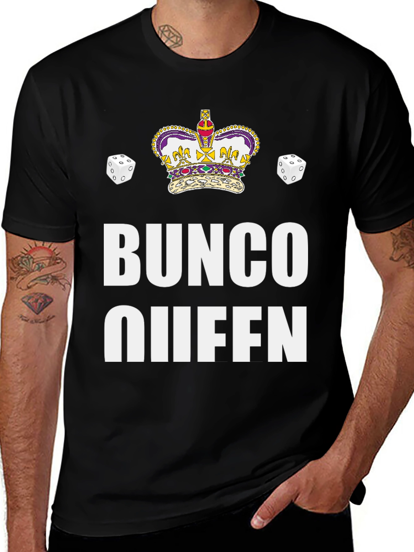 Bunco Queen Black T-Shirt with Crown & Dice