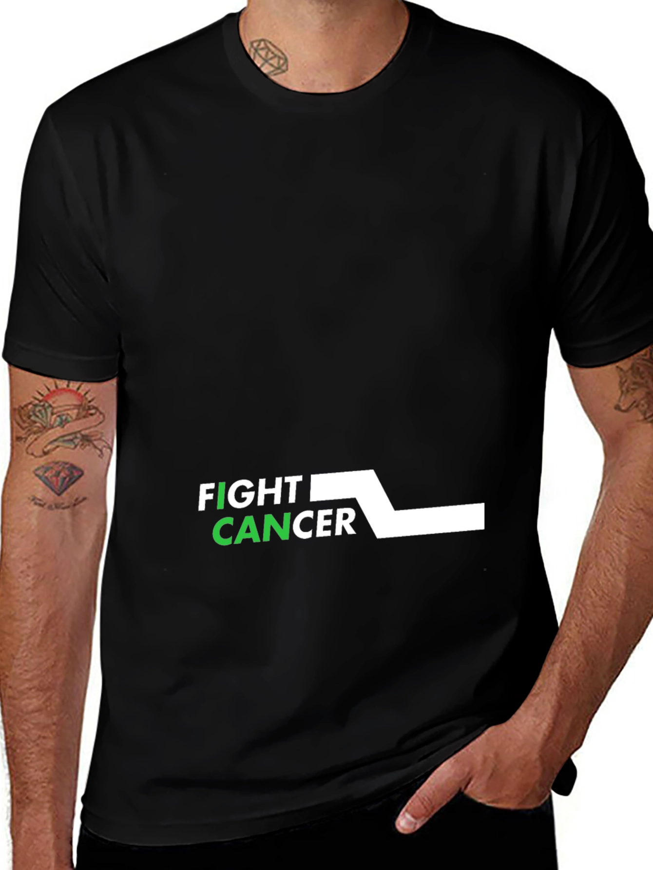 Variant 10 of Fight Cancer Awareness Black T-Shirt