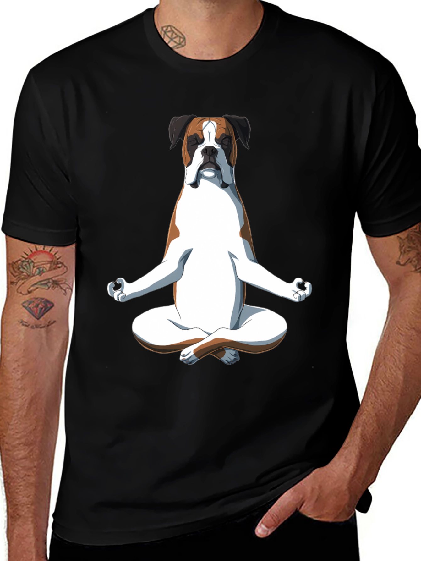 Variant 25 of Zen Boxer Dog T-Shirt - Meditating Canine Tee