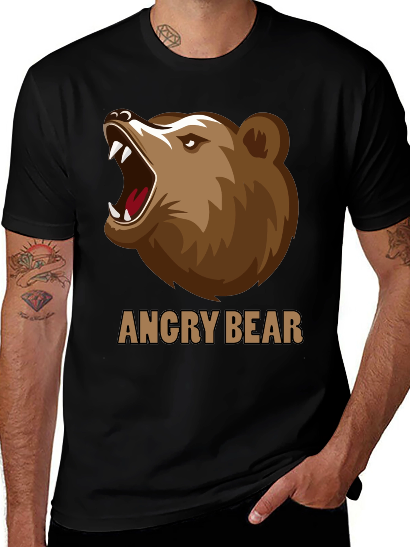 Angry Bear Graphic T-Shirt - Bold Design
