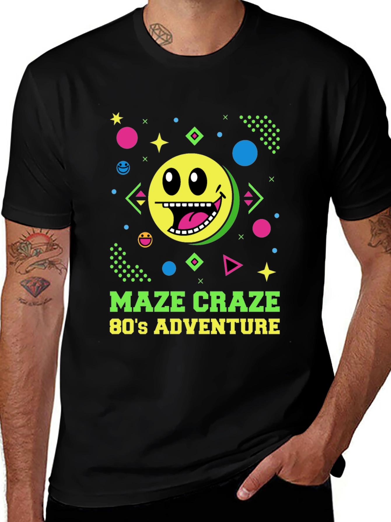 Variant 29 of Maze Craze 80's Adventure Black T-Shirt
