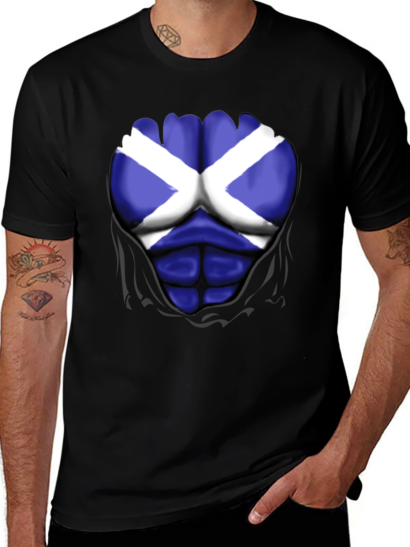 Scotland Flag Ripped Muscle T-Shirt