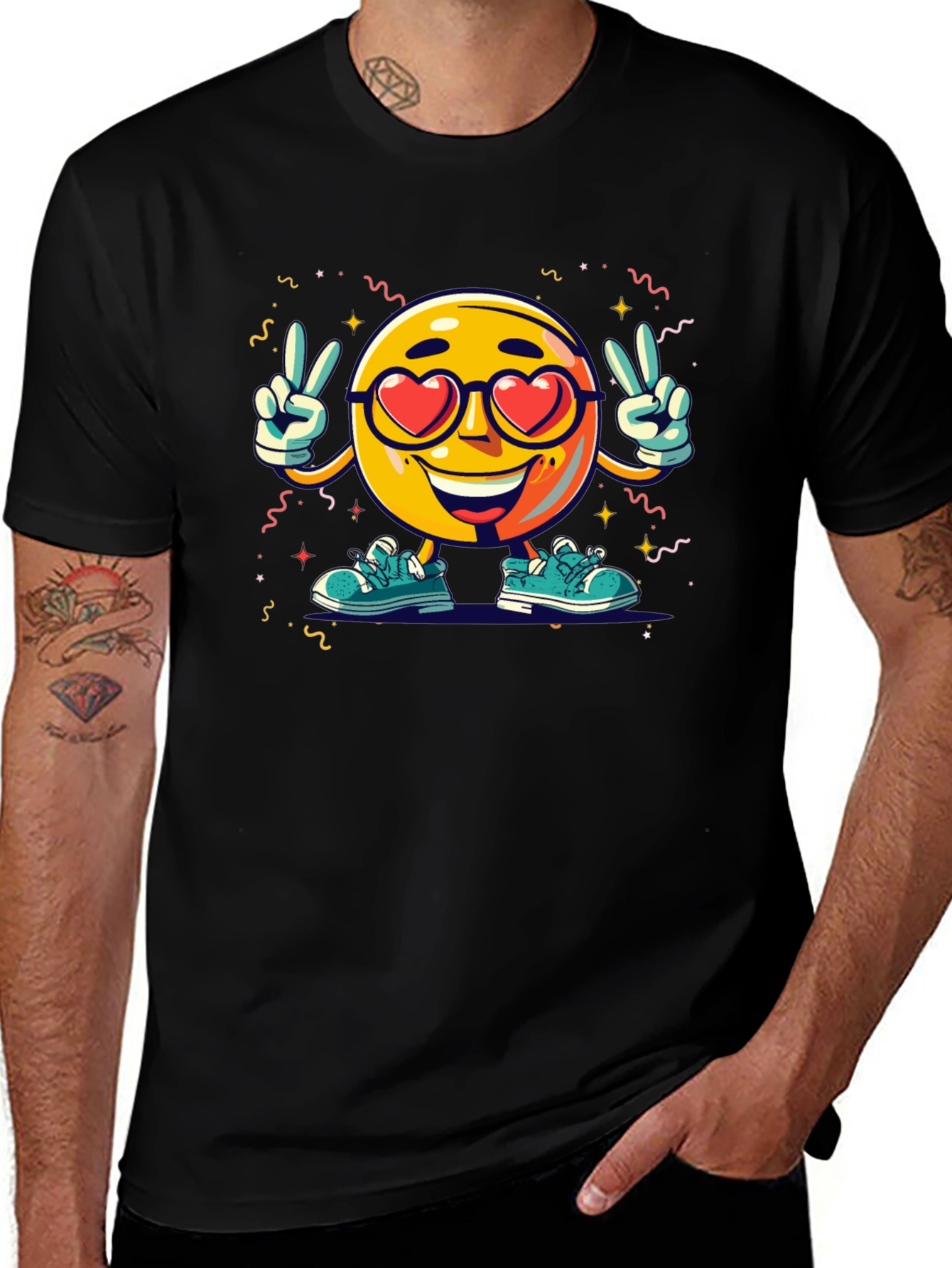 Black Emoji Love T-Shirt: Fun & Unique Design main image