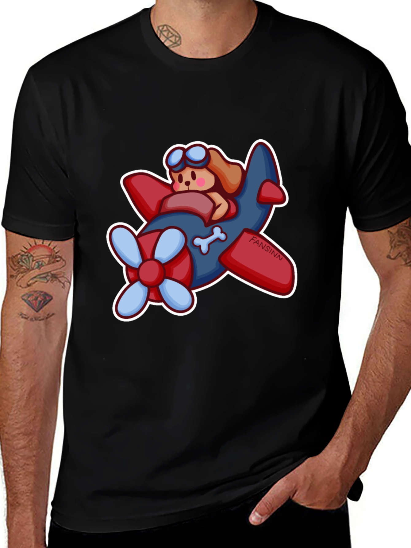 Variant 14 of Cartoon Dog Airplane Graphic Tee