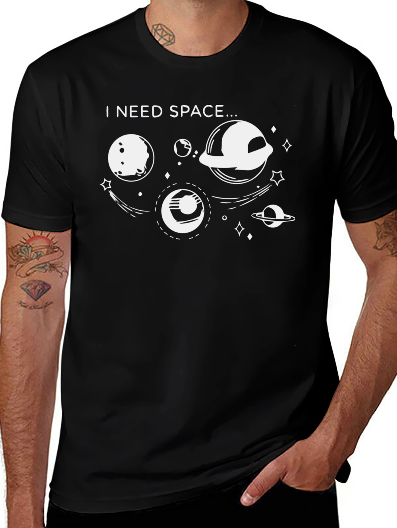 Variant 21 of I Need Space T-Shirt - Black Novelty Graphic Tee