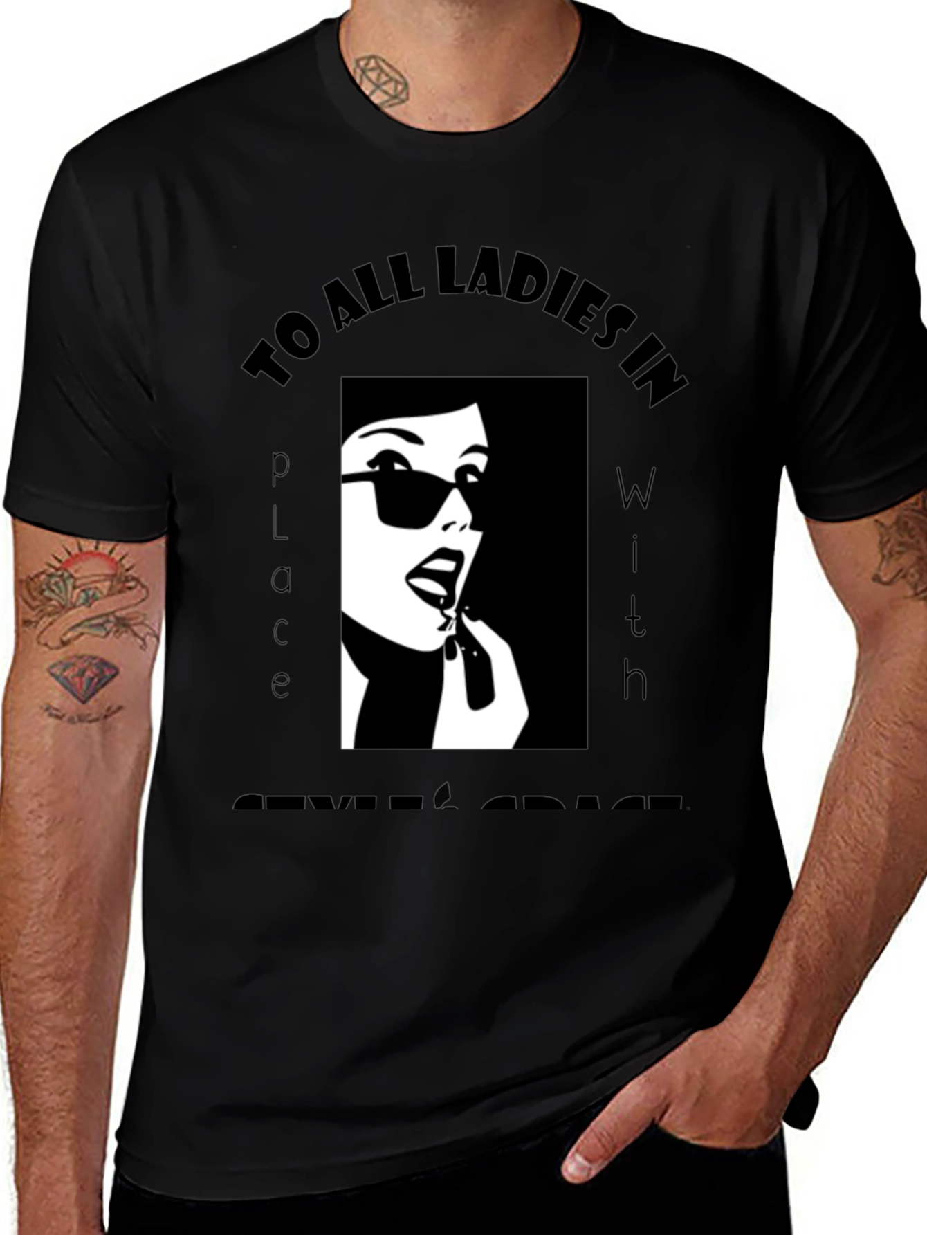 Style Grace Ladies Graphic Tee - Black