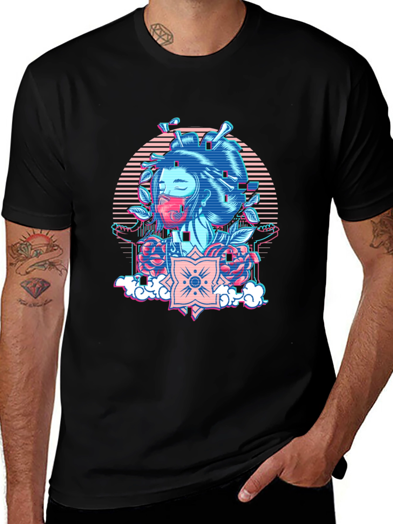 Geisha Vaporwave Graphic T-Shirt - Unique Style
