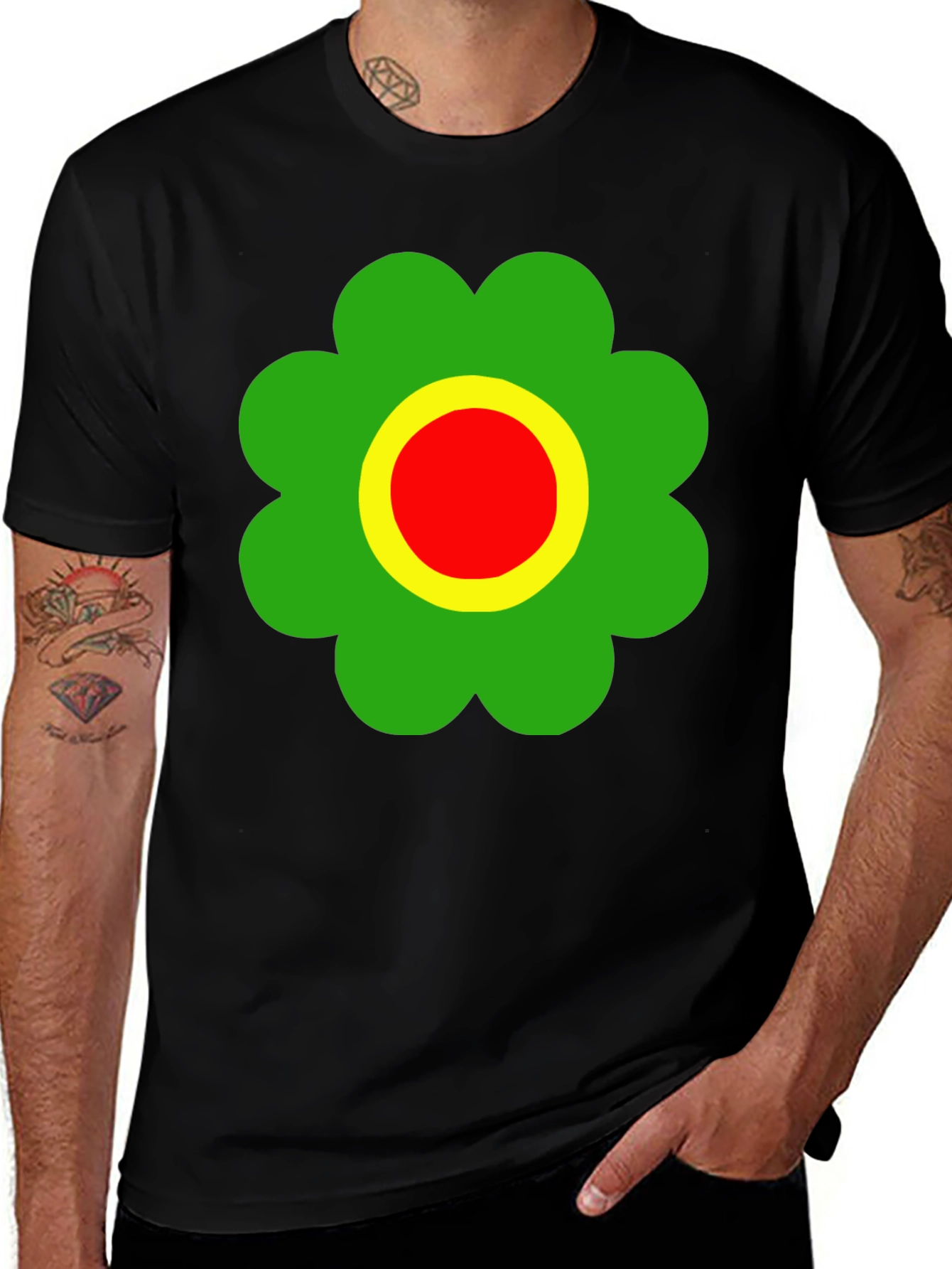 Variant 27 of Retro Flower Power T-Shirt - Black