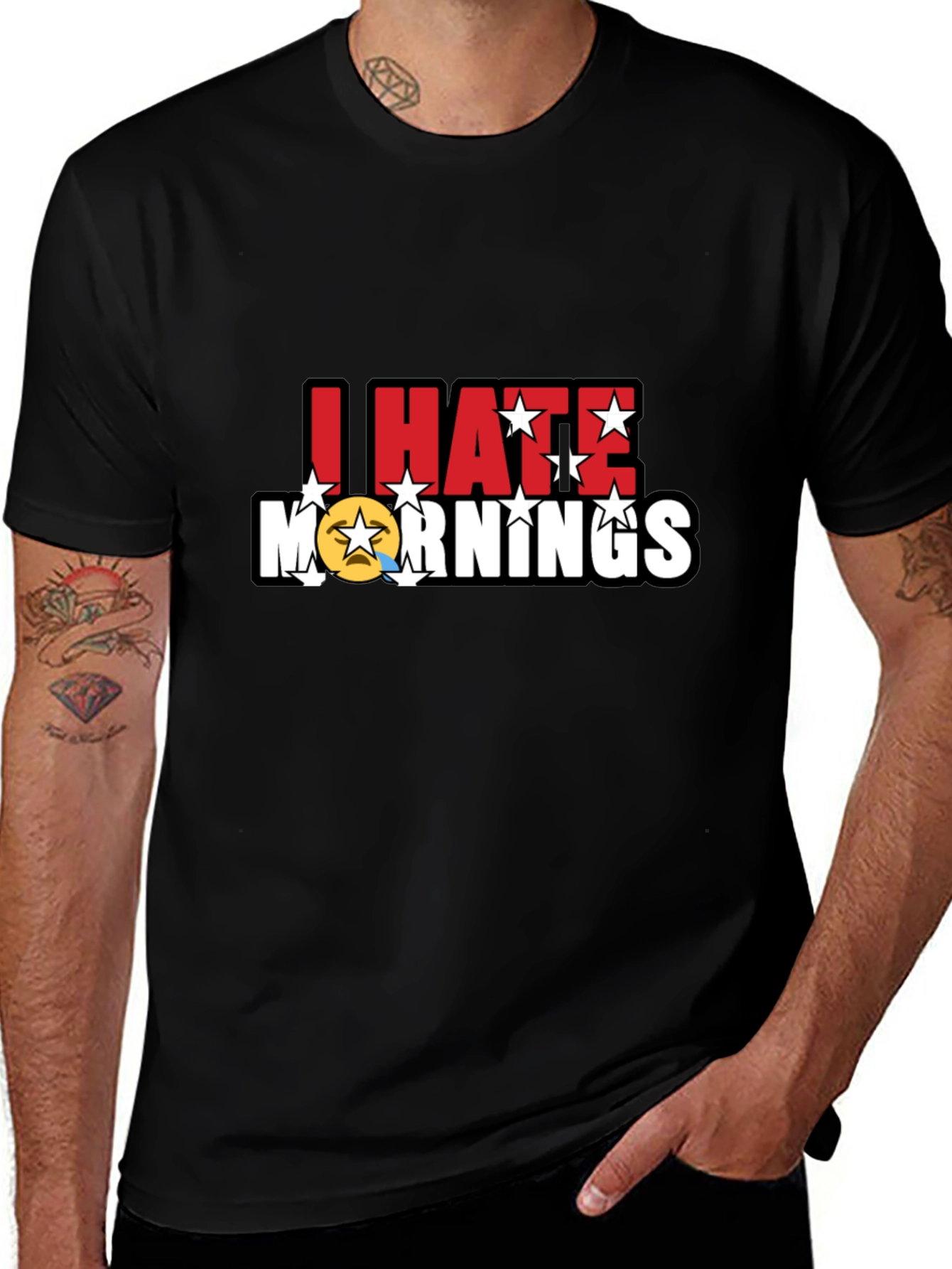 Variant 29 of I Hate Mornings Graphic T-Shirt - Funny Emoji Tee