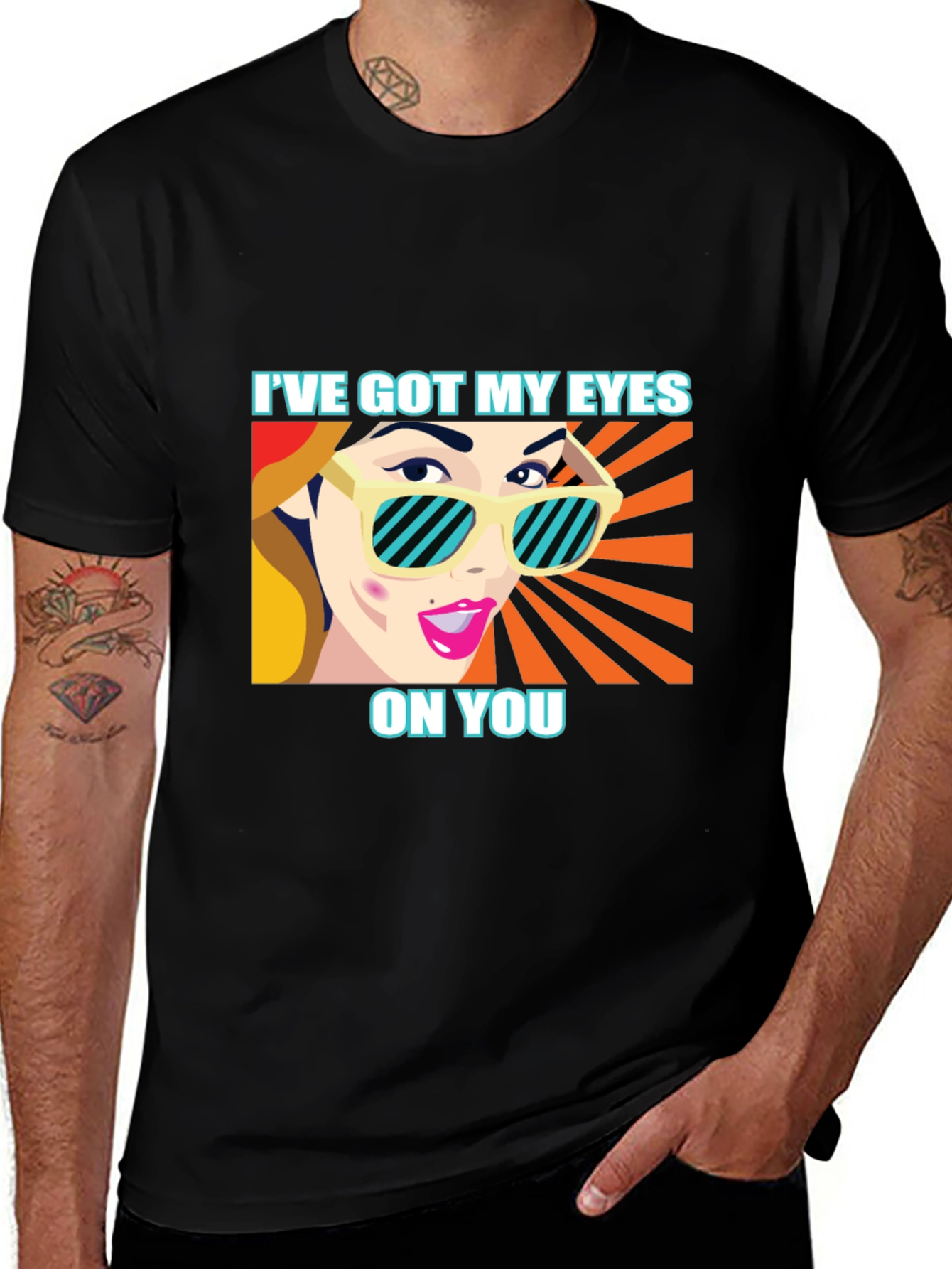 Variant 15 of Eyes on You Pop Art Graphic Tee - Black