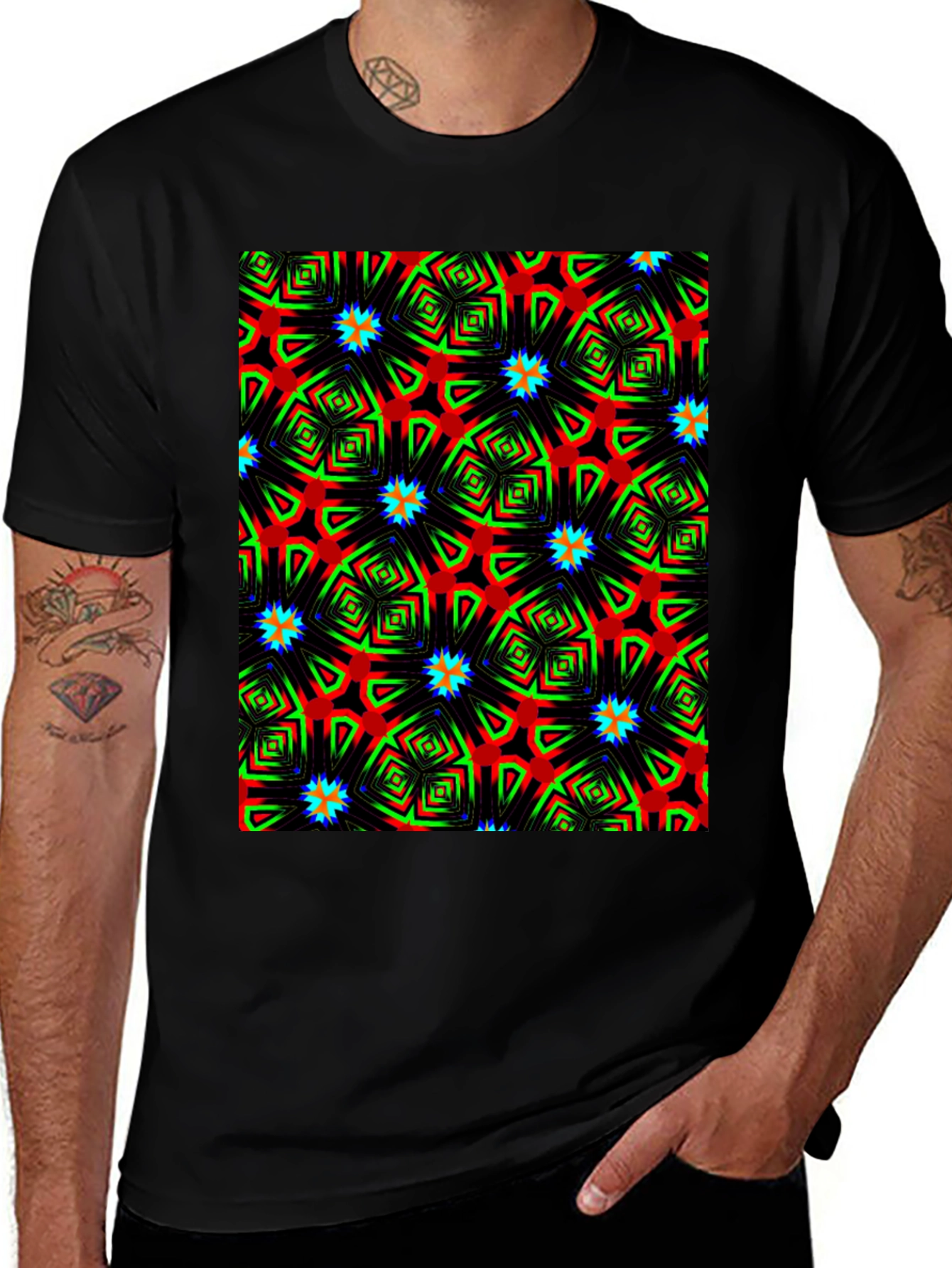 Variant 23 of Psychedelic Pattern Black T-Shirt