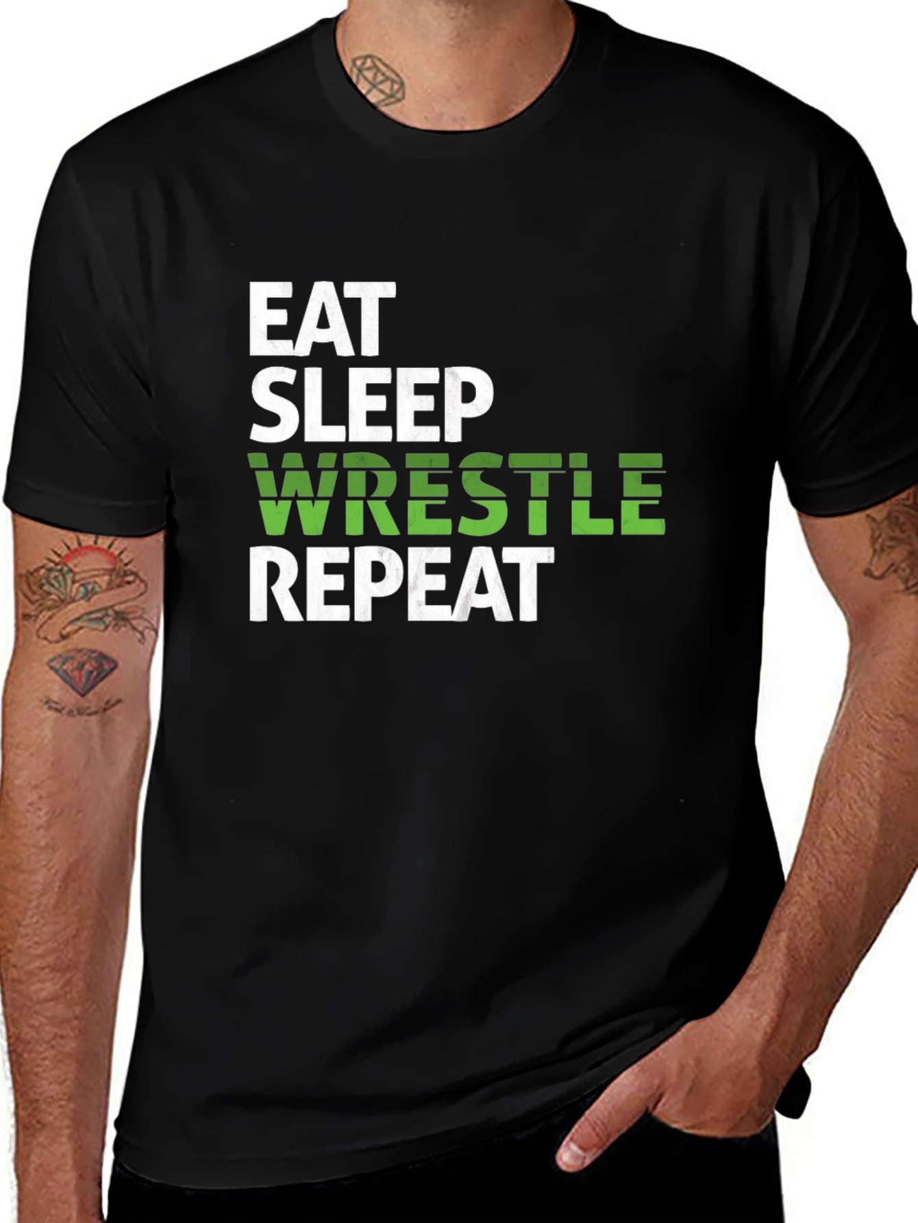 Variant 26 of Eat Sleep Wrestle Repeat Graphic T-Shirt